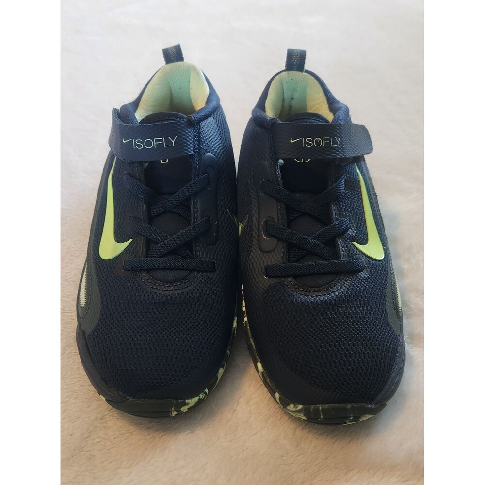 Nike ISOfly Kids' Navy and Lime Athletic Shoes 13c